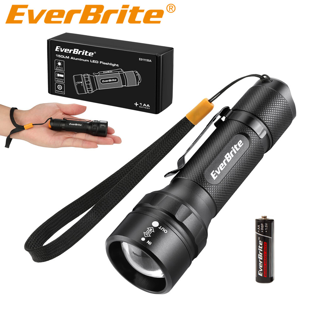 EverBrite 150 Lumen Mini LED Flashlight 3Lighting Mode Zoomable Adjustable Focus