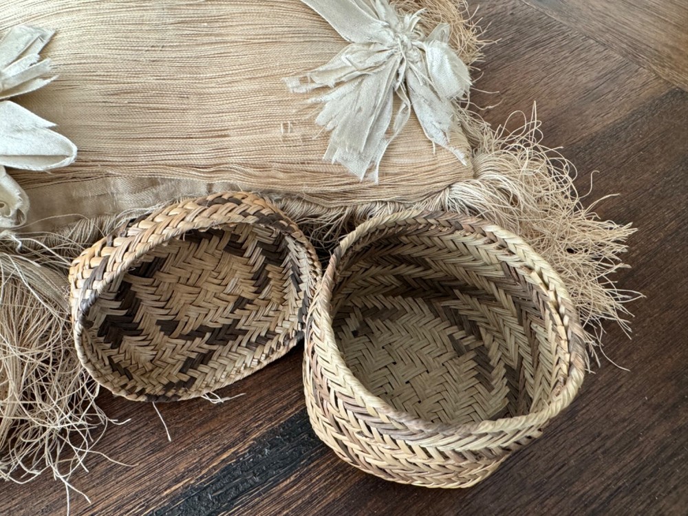 Vintage Wicker Trinket Box Basket