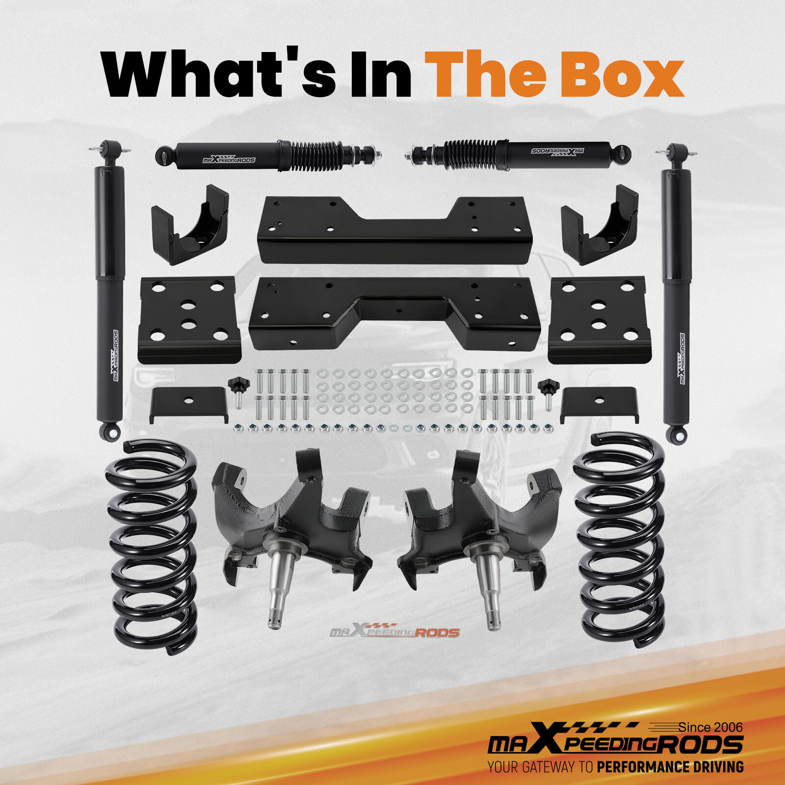 Front Rear 4" / 6" Drop Kit w/Shock For Chevy/GMC C1500 88-98 W/1.25" ROTORS V8