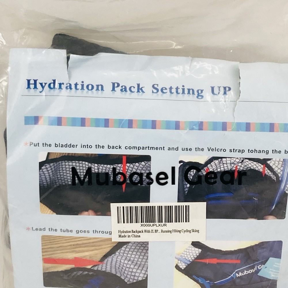Mubasel Gear Hydration Pack Backpack With 2L Bladder Black New