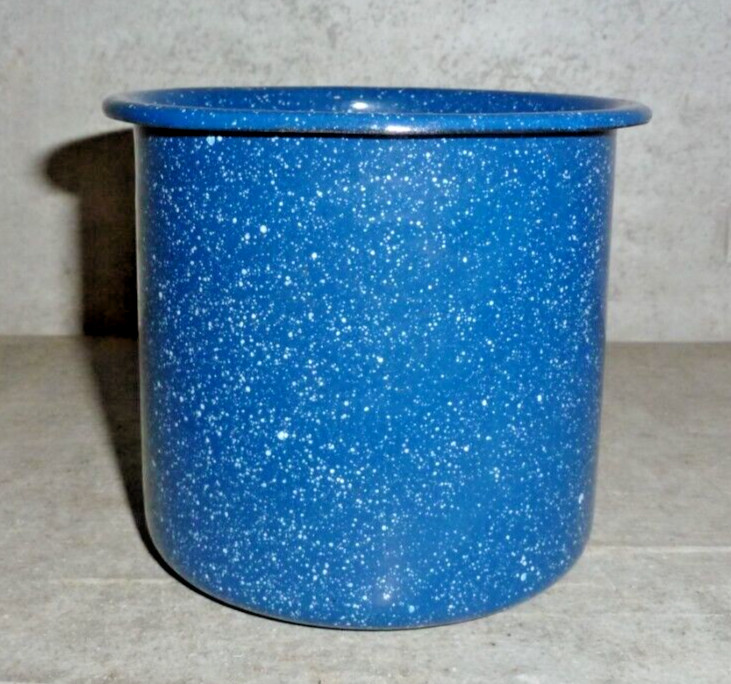 Camping Enamelware Blue & White Speckled Coffee Cup Mug *****