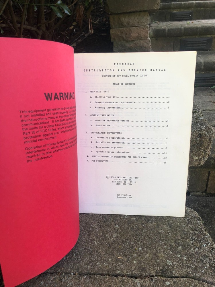 Firetrap by Data East Arcade Conversion Kit Installation Manual