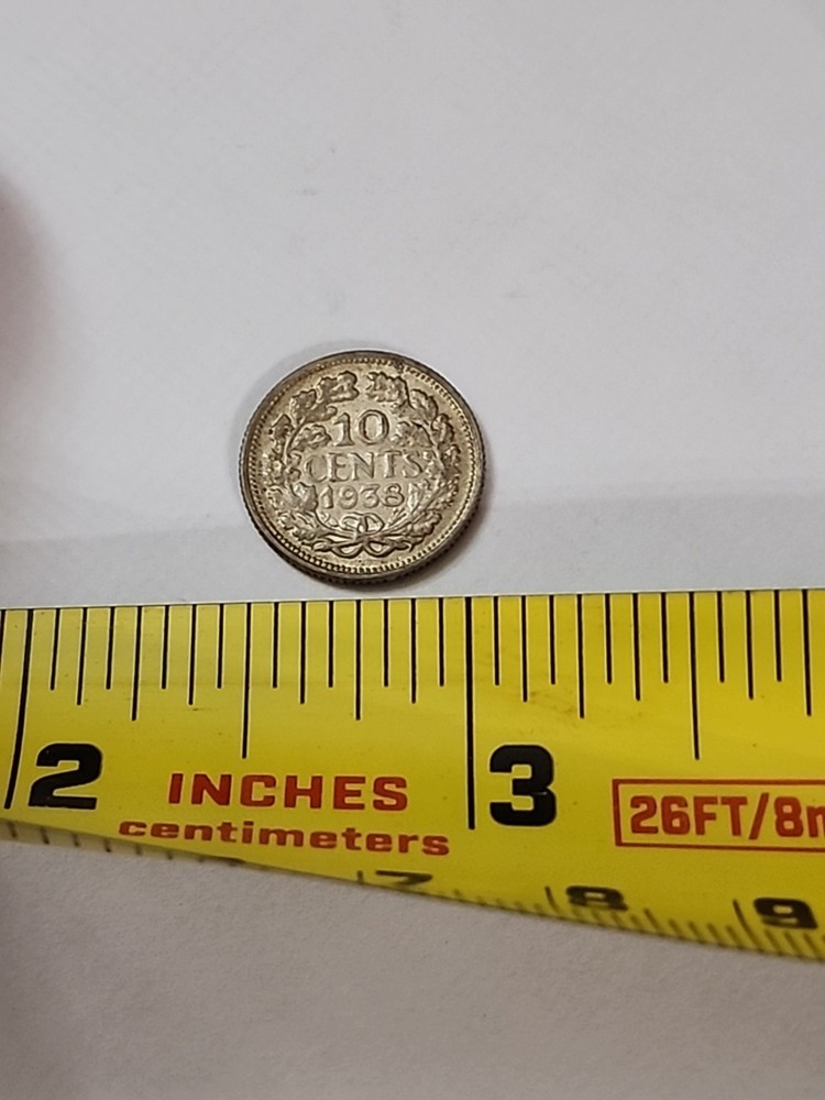 1938 Netherlands 10 Cents 64% Silver