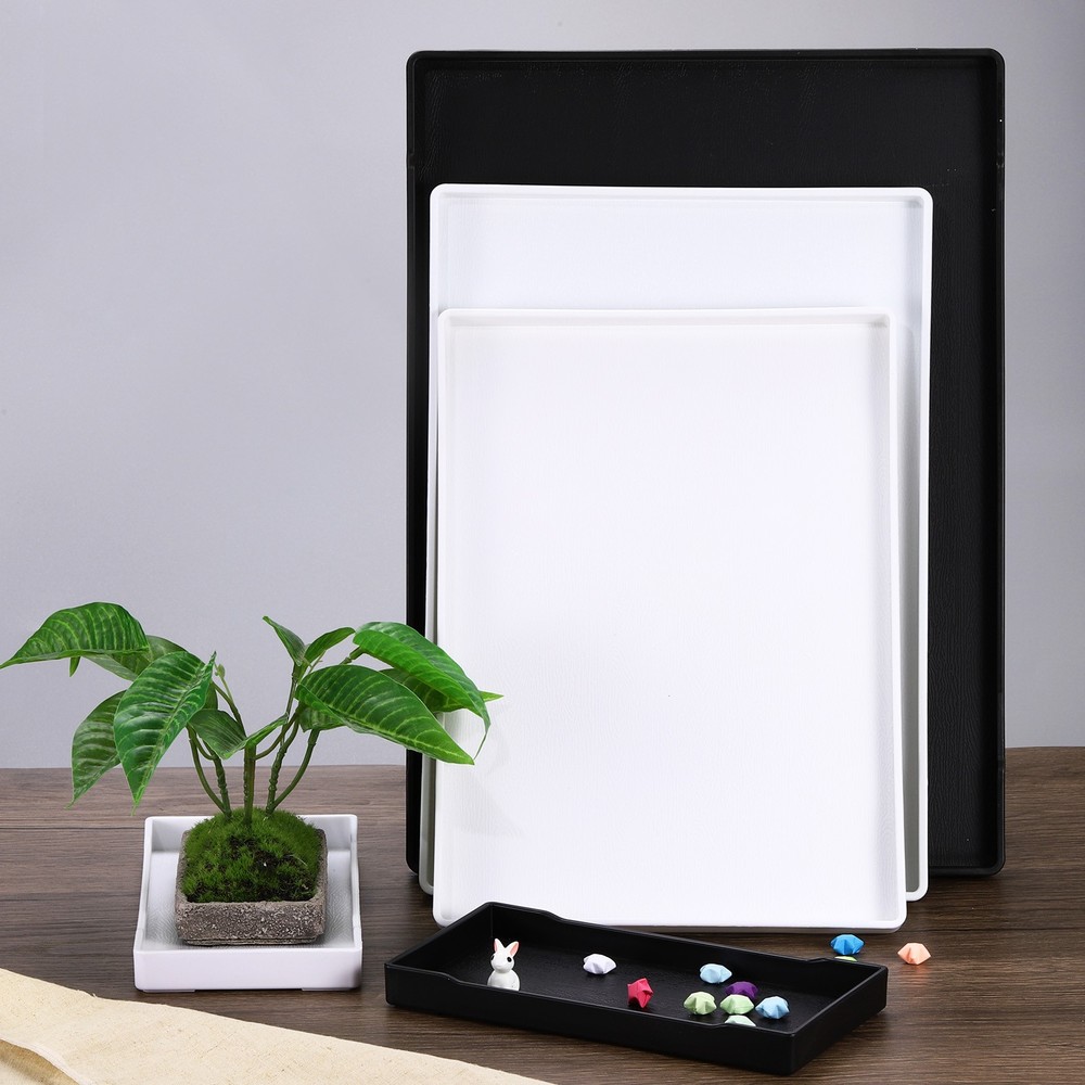 4" x 8" Small White Mini Tray Plastic Rectangular Wooden Serving Trays White