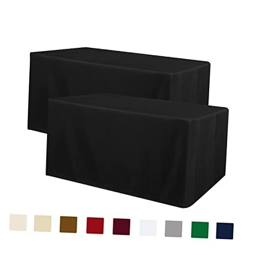 2 Pack Tablecloth Fitted Table Clothes for 4 Foot Rectangle 4FT | 2 Pack Black