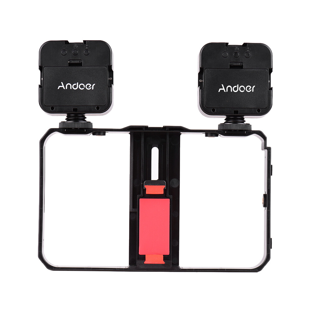 Andoer Mini Video Light Lamp+Handheld Smartphone Bracket Stabilizer Kit S2F2