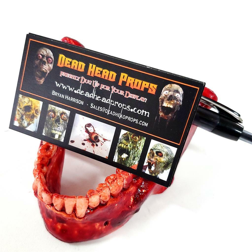 HALLOWEEN HORROR PROP - Realistic resin Human Jaw Business card and pen holder