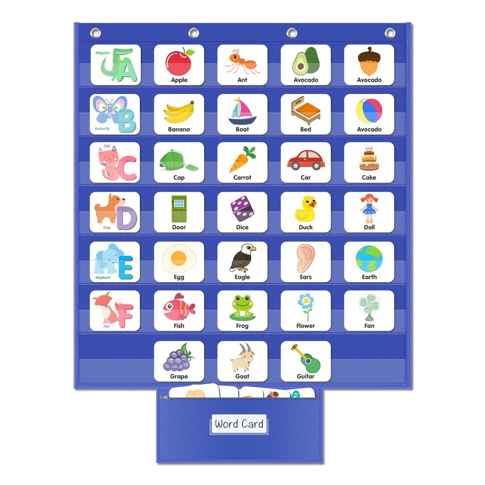 Standard Pocket Chart for Classroom Clear 7 Pockets Words Chart with Extra Zi...