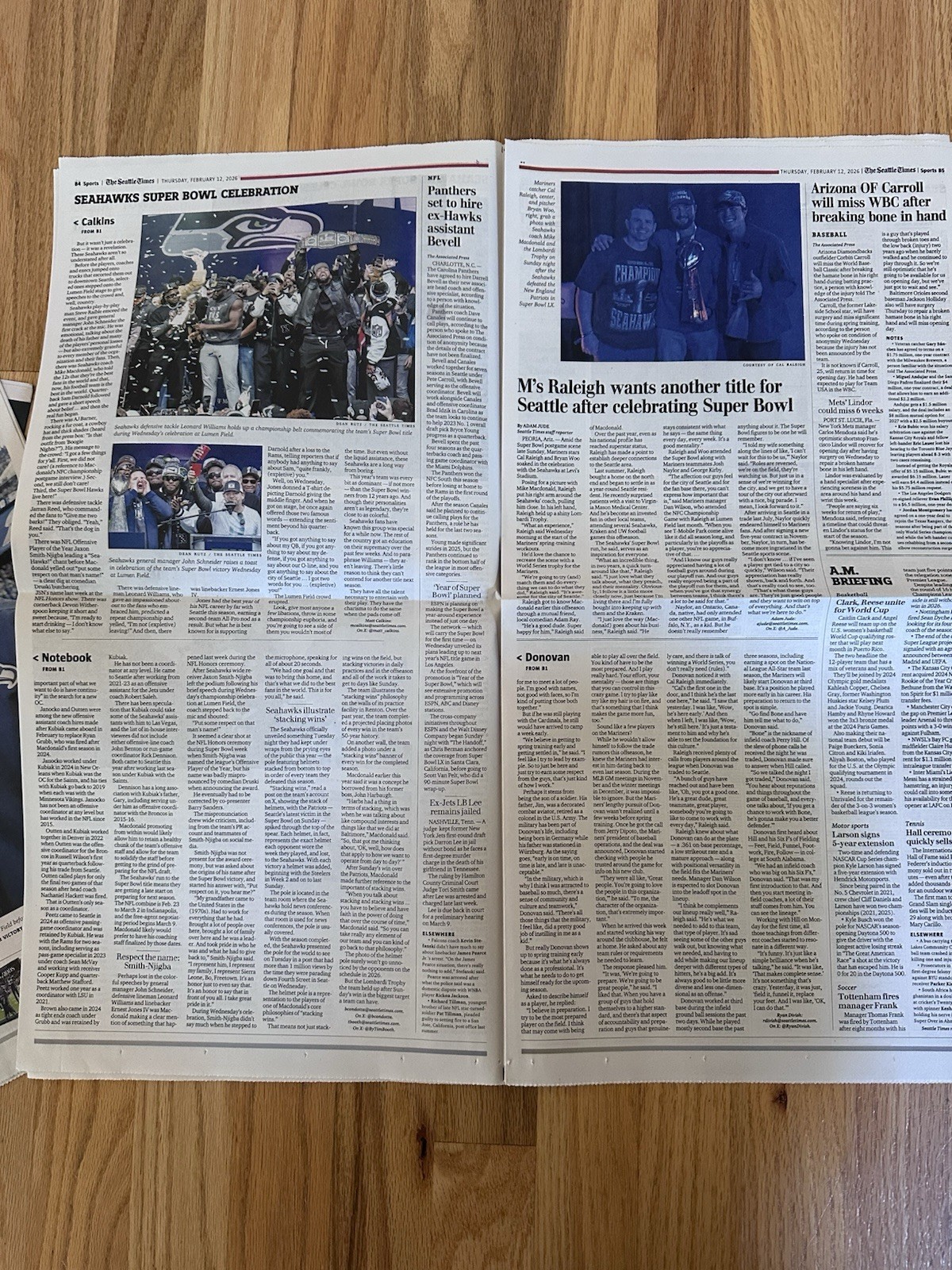 SEATTLE SEAHAWKS SEATTLE TIMES FULL NEWSPAPER 2/12/2026 SUPERBOWL PARADE- NEW