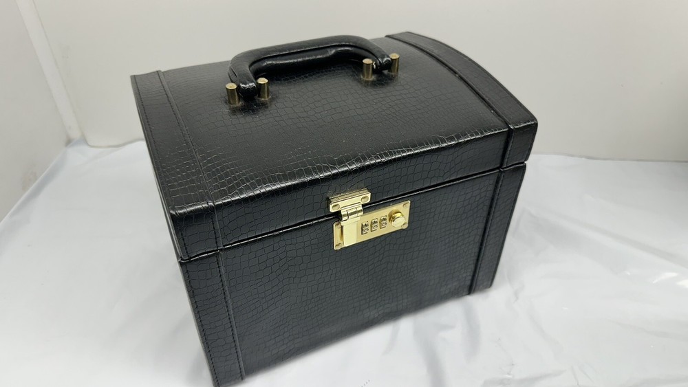 Genuine Bentony Square Soft Cover Hard Shell Combination Lock Box Black