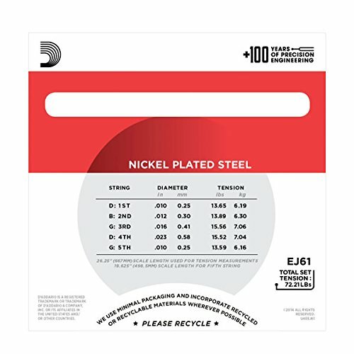 D'Addario EJ61 Nickel 5-String Banjo Strings, Medium, 10-23