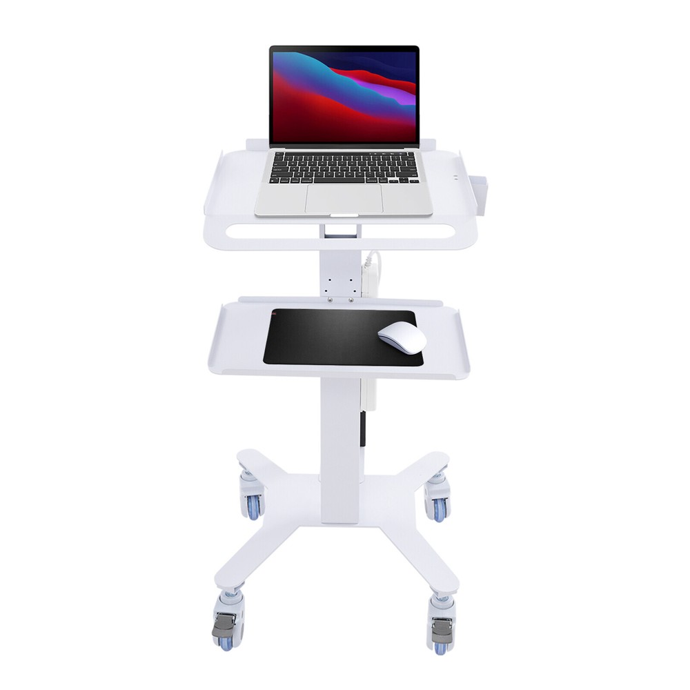 Rolling PC Cart Mobile Computer Workstation Stand Adjustable Desk For HomeOffice