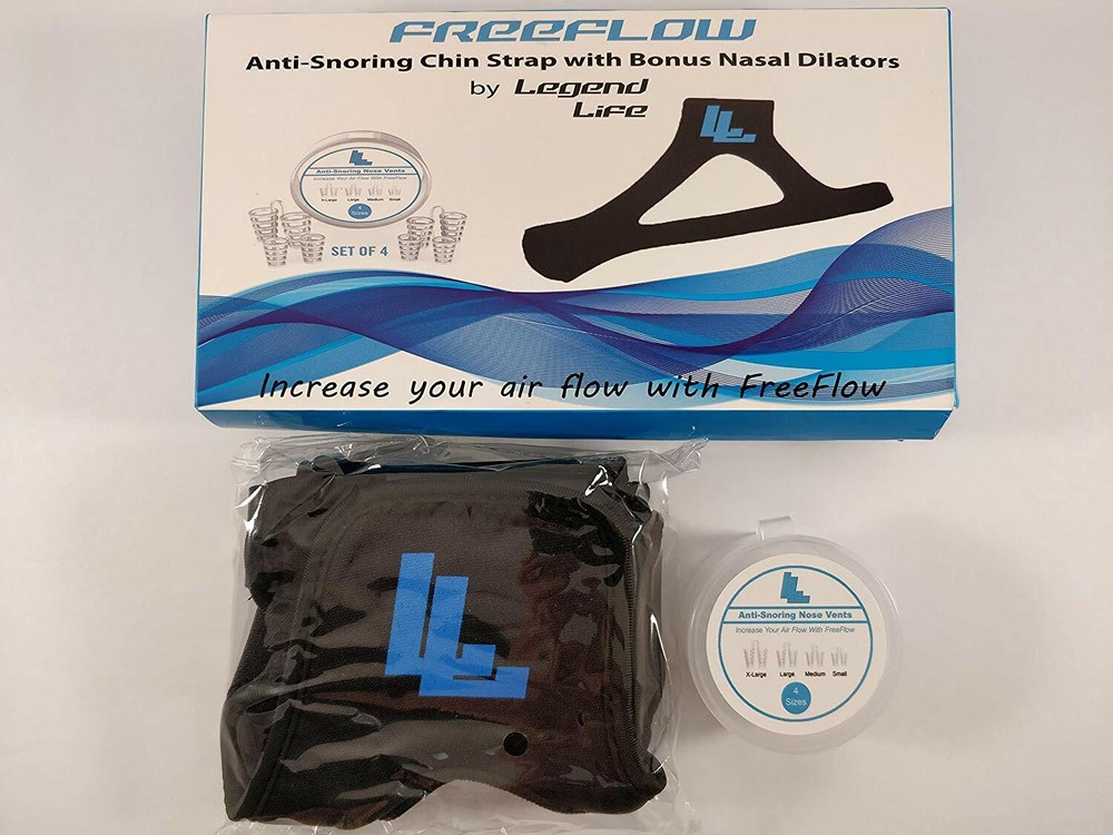 FreeFlow Anti Snoring Solution - Trilateral Chin Strap 4 sets Nasal Dilators