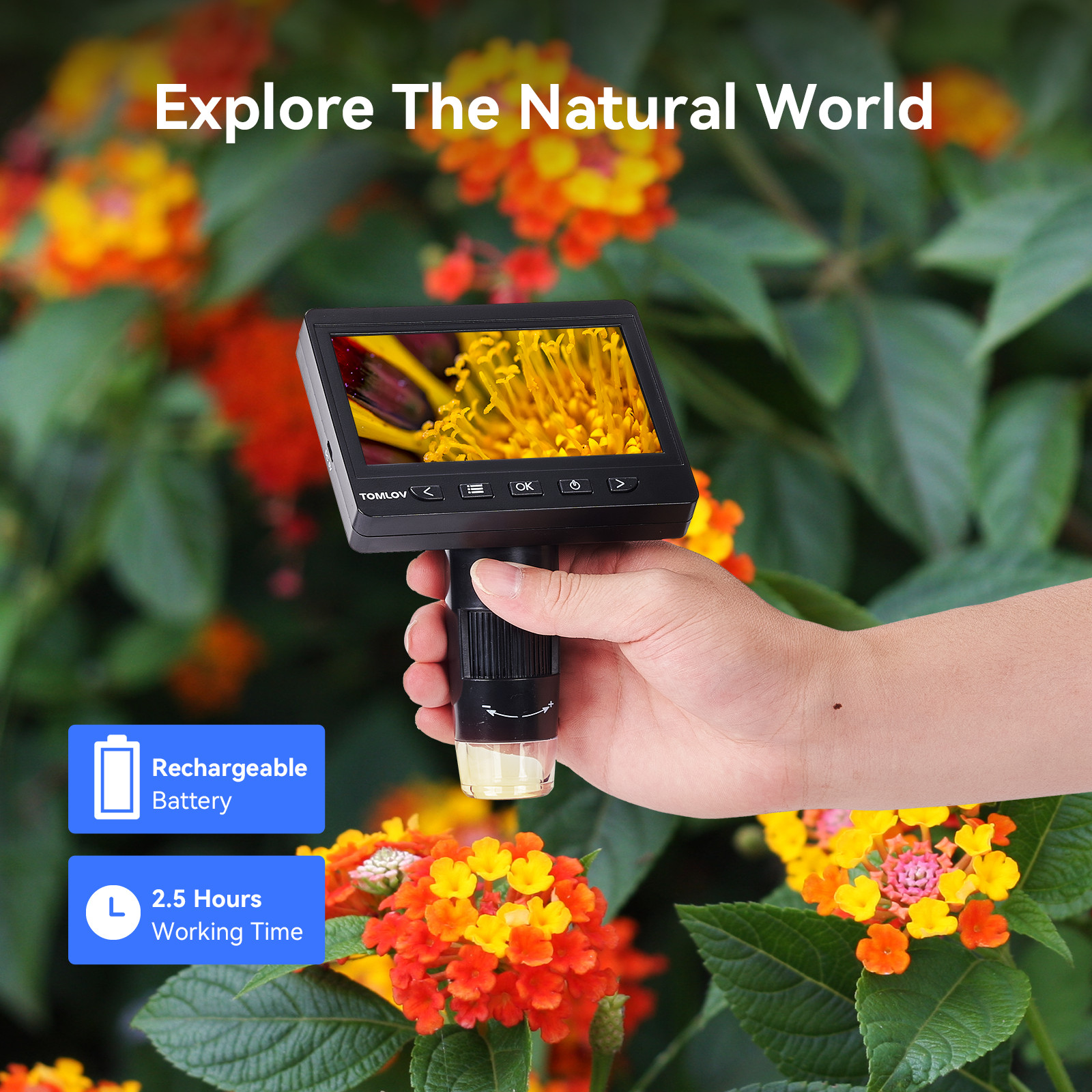 TOMLOV Digital Microscope Coin magnifier Camera 4.3" HD 720P 1000X Magnification