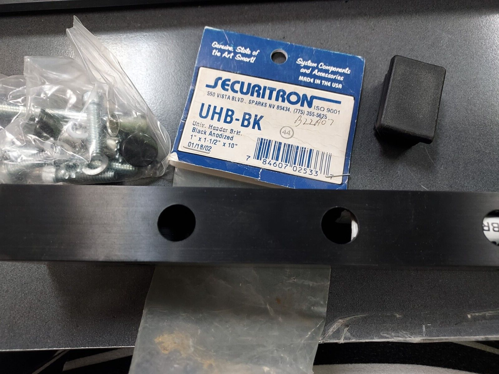 SECURITRON - Universal Header Bracket Kit - Black Anodized UHB-BK *NOS*