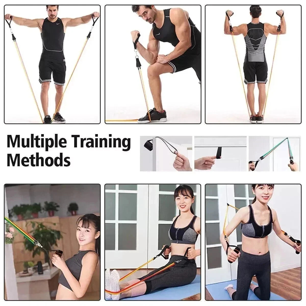 12 PCS Resistance Band Set Yoga Pilates Abs Exercise Fitness Tube Workout Bands