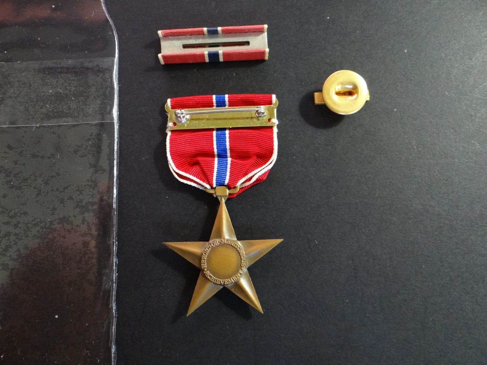 WWII Bronze Star Medal with Ribbon Bar & Lapel Button