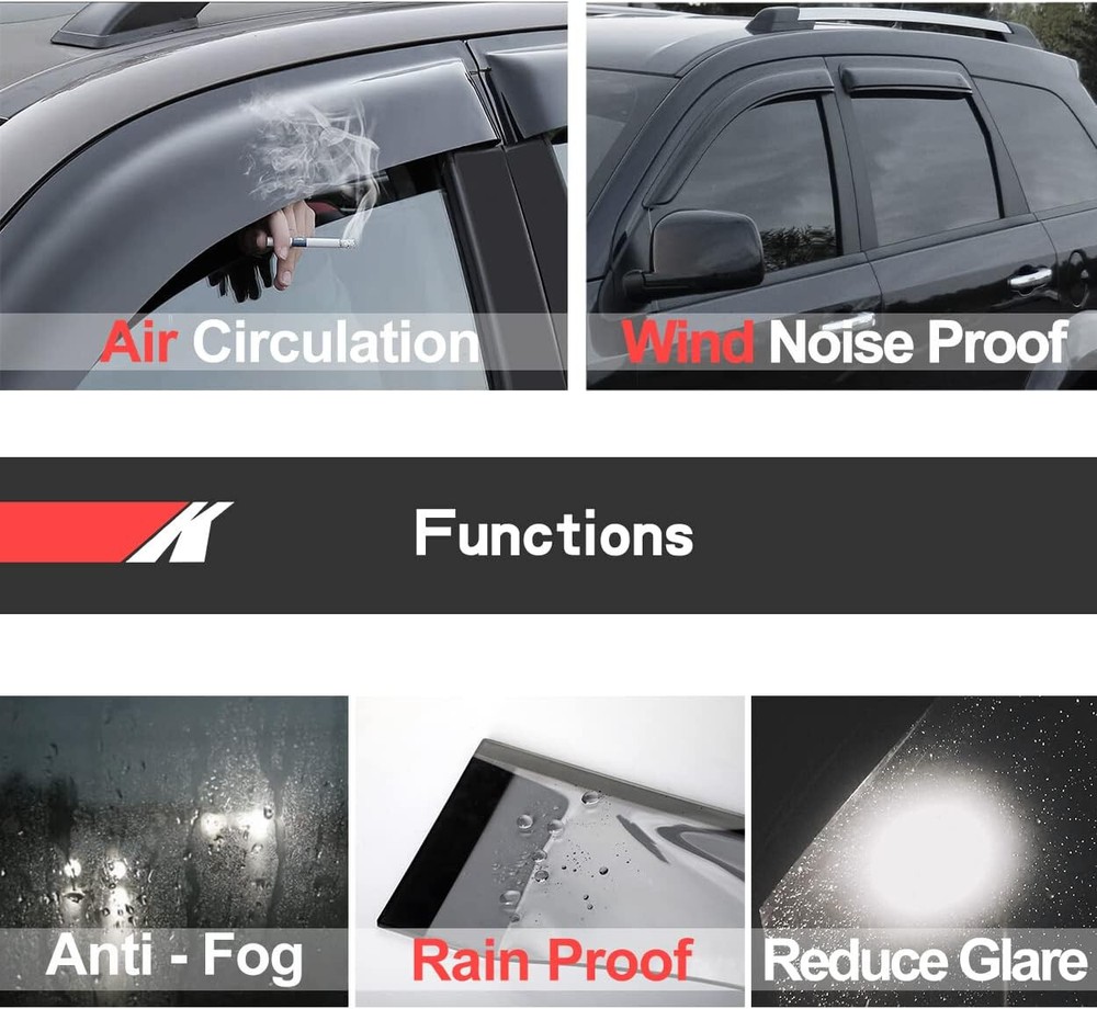 4Pcs Side Window Wind Deflector Window Visor for 2000 - 2005 Chevrolet Impala