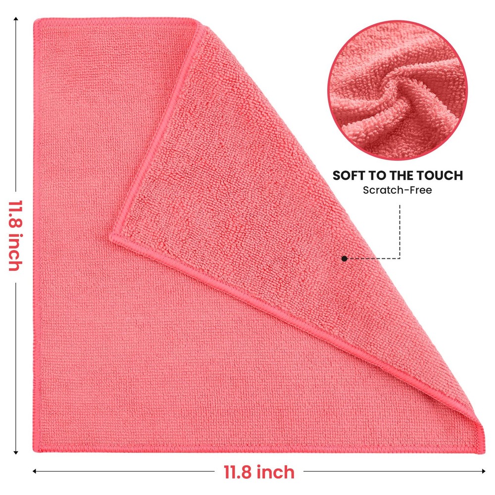Microfiber Cleaning Cloths 12Pc Assorted Colors Reusable Towels Car Kitchen Bath