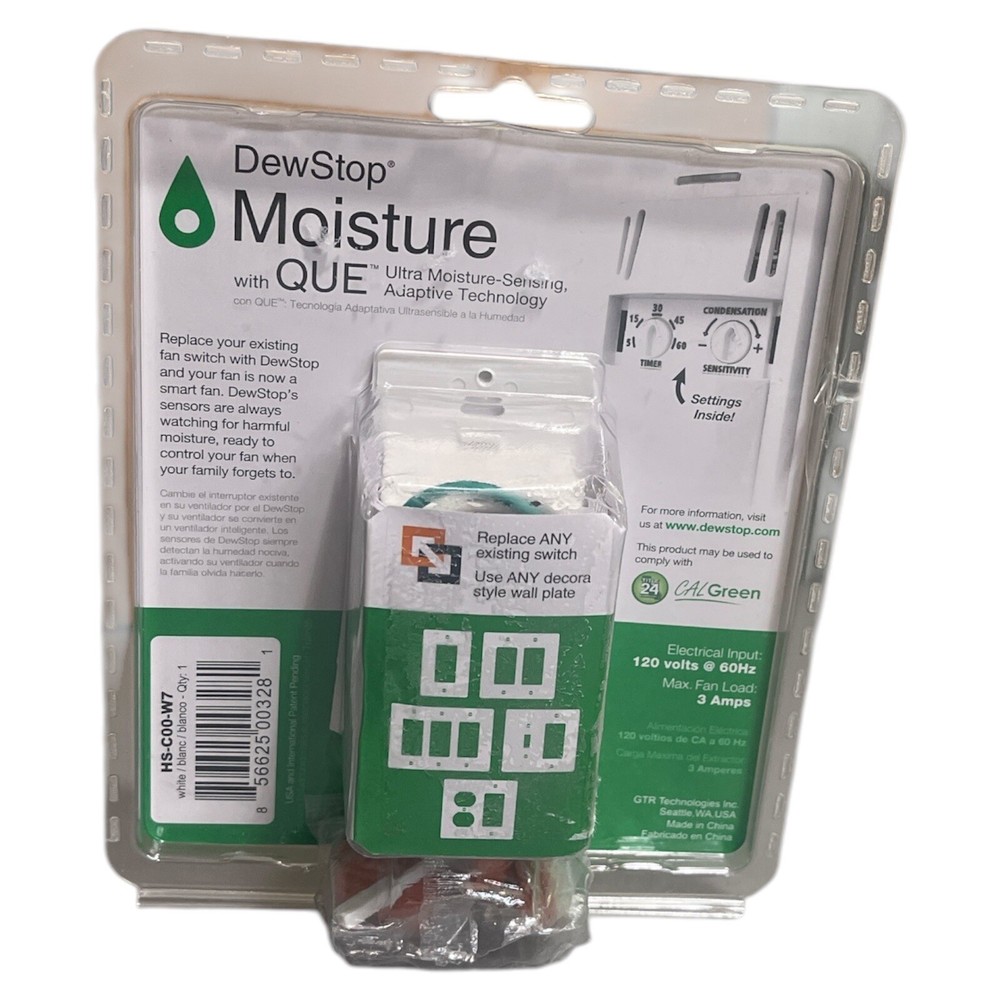 DewStop Fan Control 120V 50/60Hz Humidity Sensor with Countdown Timer -White(J)