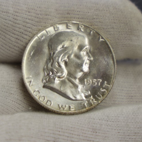 1957 D  US Franklin Halves 50c Nice Unc