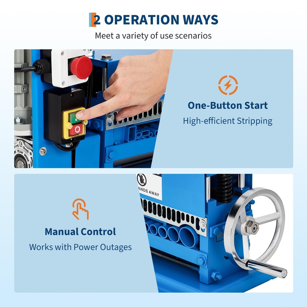 370W Automatic Wire Stripper Machine 0.06''-1.5'' Electric Copper Cable Stripper