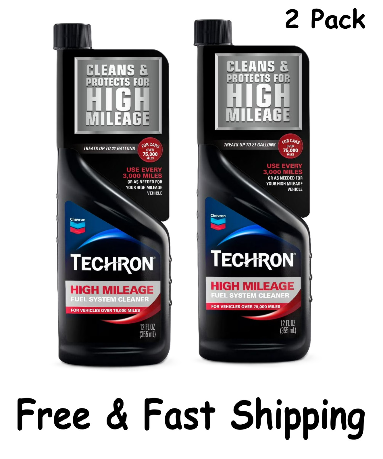 Chevron Techron High Mileage Fuel System Cleaner, 12 oz, 2 Pack, Free Shipping