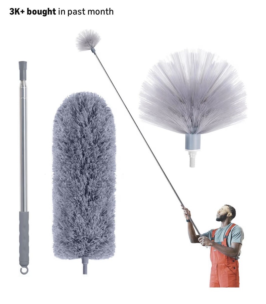 Microfiber Duster Extendable Cleaning Brush with Replaceable Heads Dust Cleaner