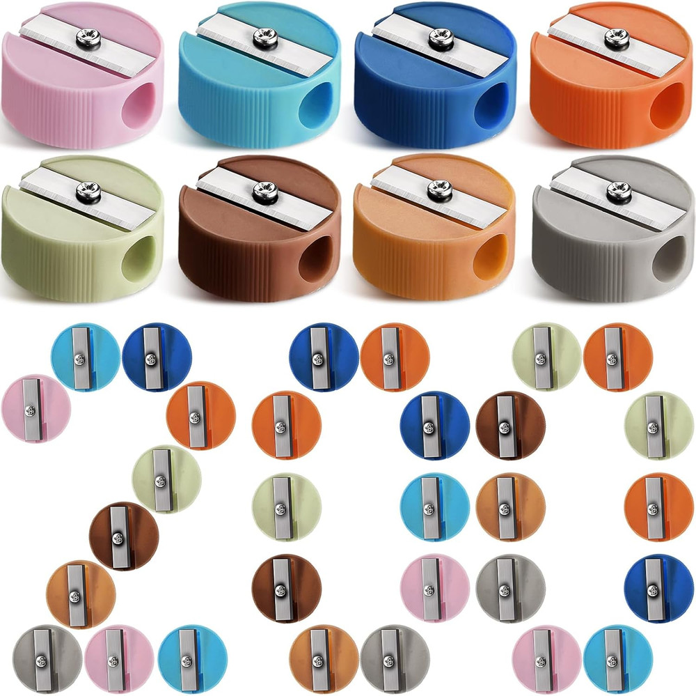 200 Pcs Sharpeners in Bulk Pocket Sized Mini round Handheld Sharpener Plastic an
