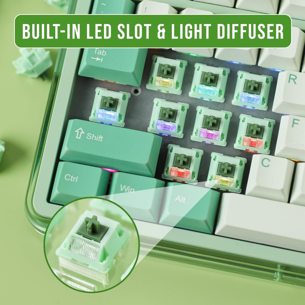 35 PCS Matcha Latte V2 Linear Switch, 5 Pin, Pre-lubed, 53g, Light Diffuser