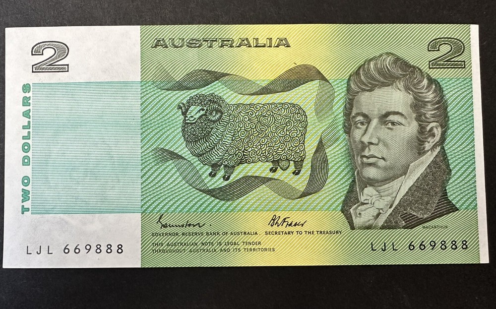 $2 Note Australian Decimal Paper Semi Solid Serial Number Uncirculated (Lot 104)