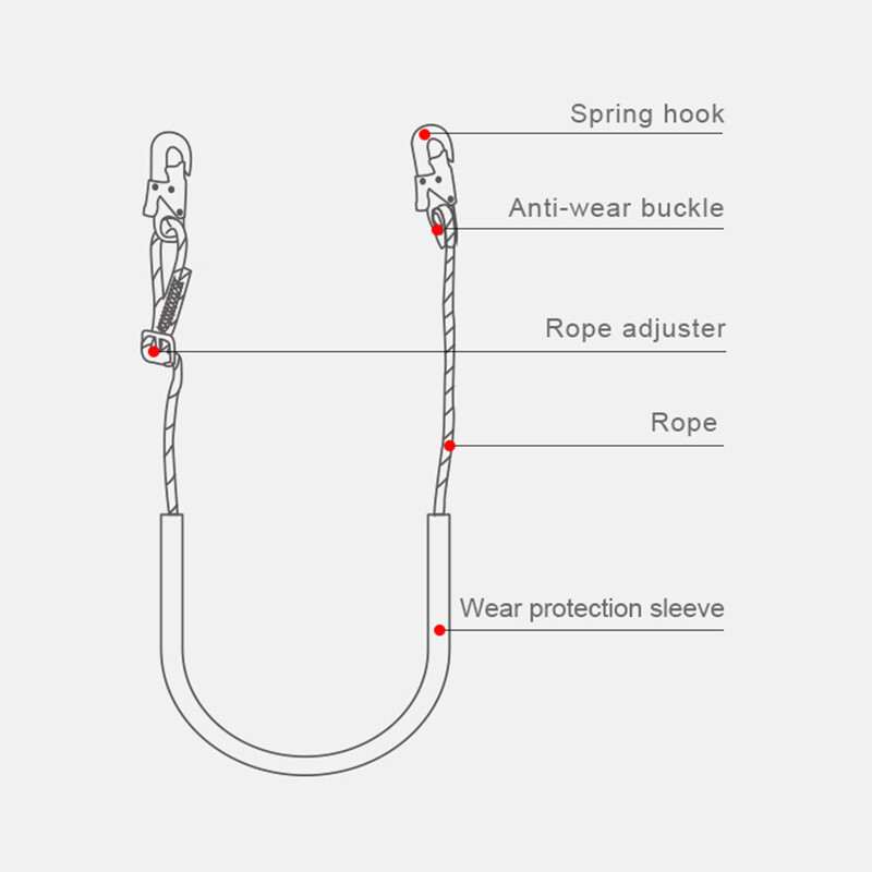 Fall Protection Equipment Adjustable Work Position Lanyard Tree Climbing