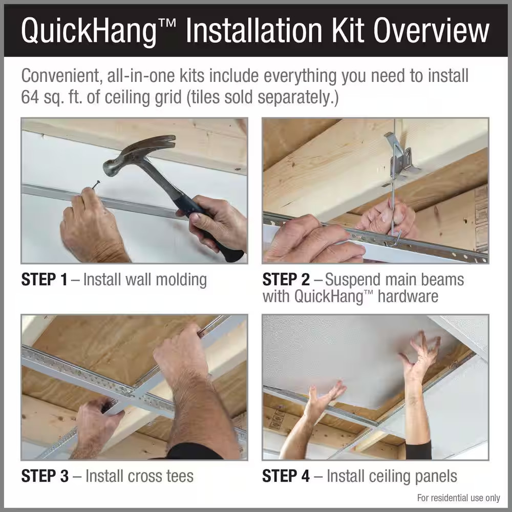 QUICKHANG Installation Kit White Ft. 2 Ft. X 2 Ft. (64 Sq. Ft / Kit)
