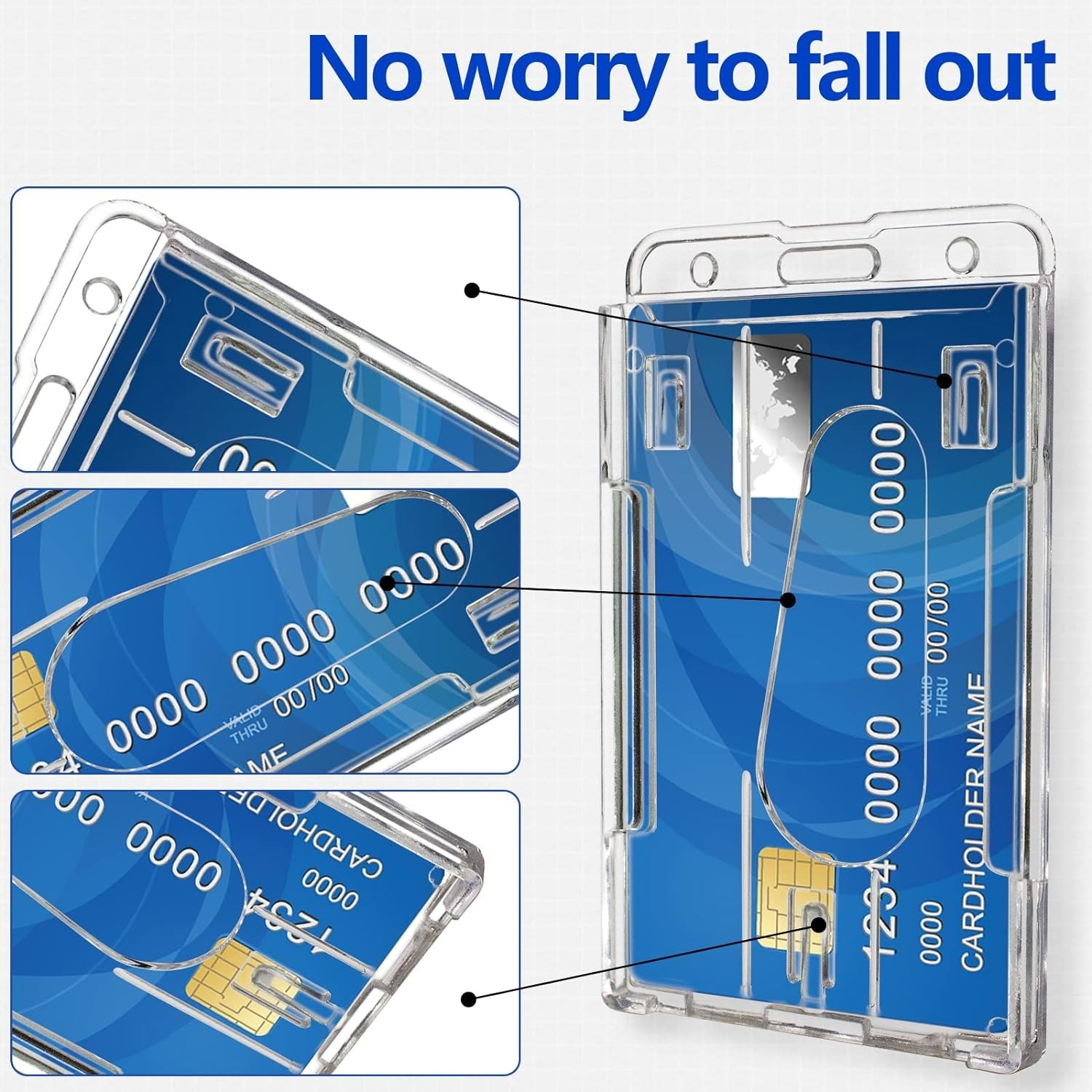 ID Badge Holder Heavy Duty PC Material High Clear Holds 2 Cards Suitable for All