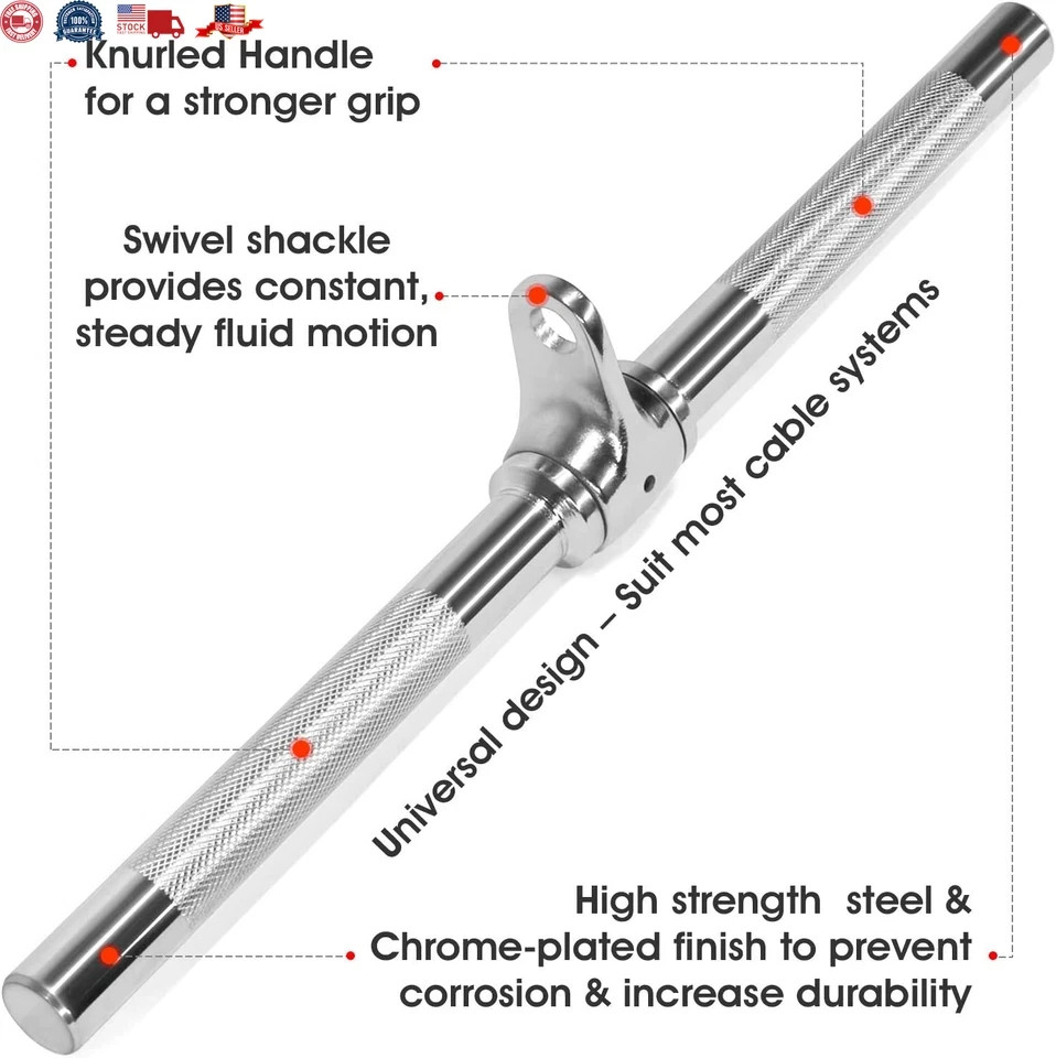 LAT Pull down Cable Machine Attachment Tricep Straight Bar up to 880 lbs