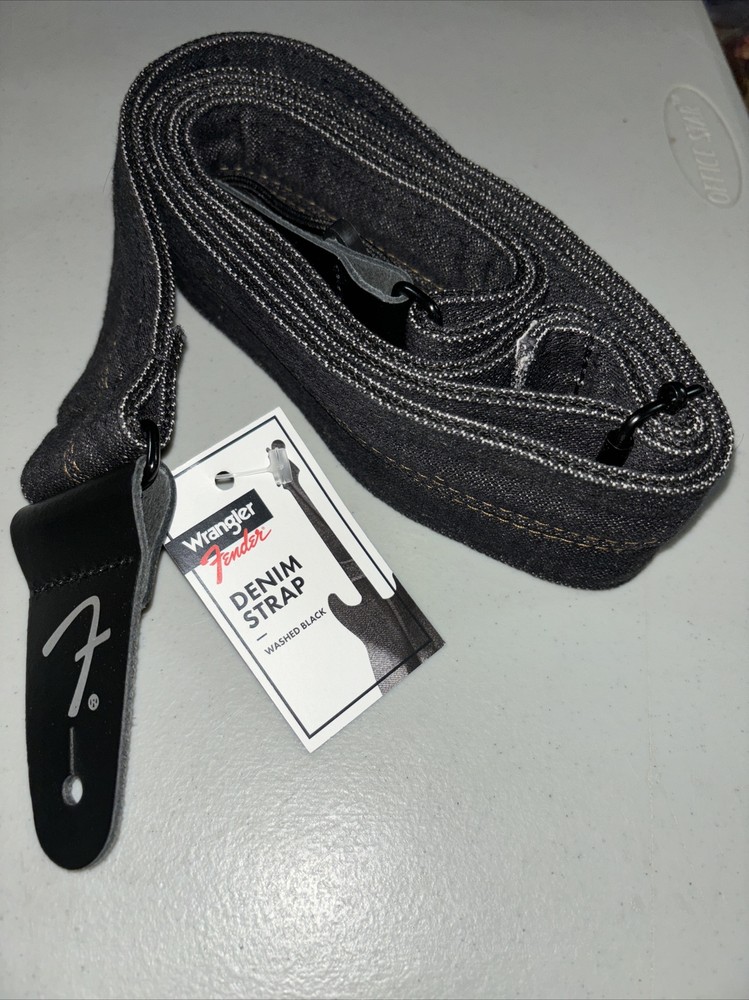 Fender Wrangler "W" Denim Strap Washed Black