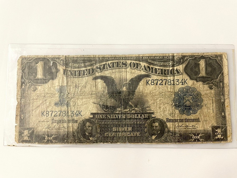 Large Bill 1899 Silver Certificate One Dollar Black Eagle