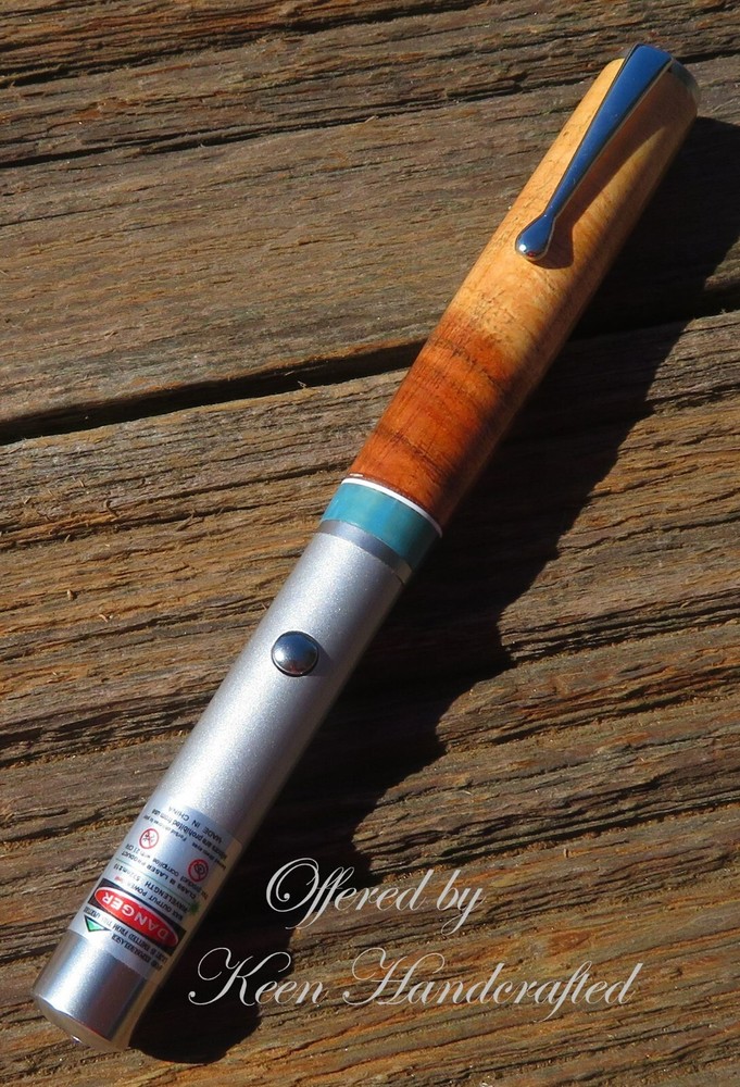 es - Keen Handcrafted Carob Laser Pointer Green Satin Chrome