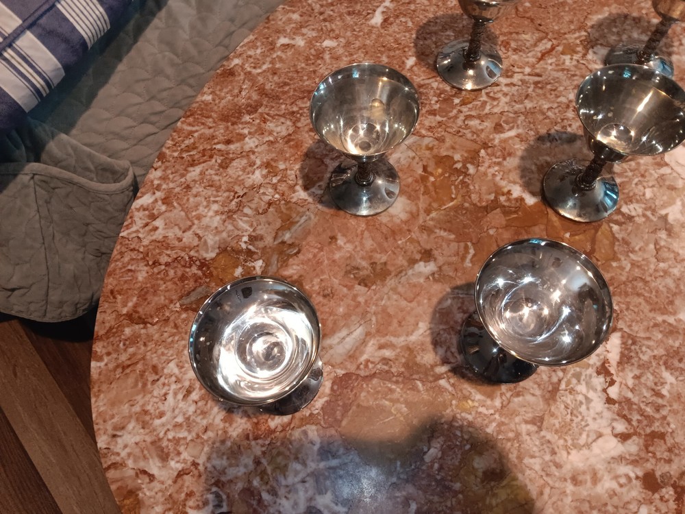 VTG J Perez Ruiz E.P.B Silverplate Spain Stem Wine goblets 6 cups