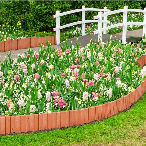 Wooden Fence Garden Landscape Edging Flexible Decorative Border for Yard Patio