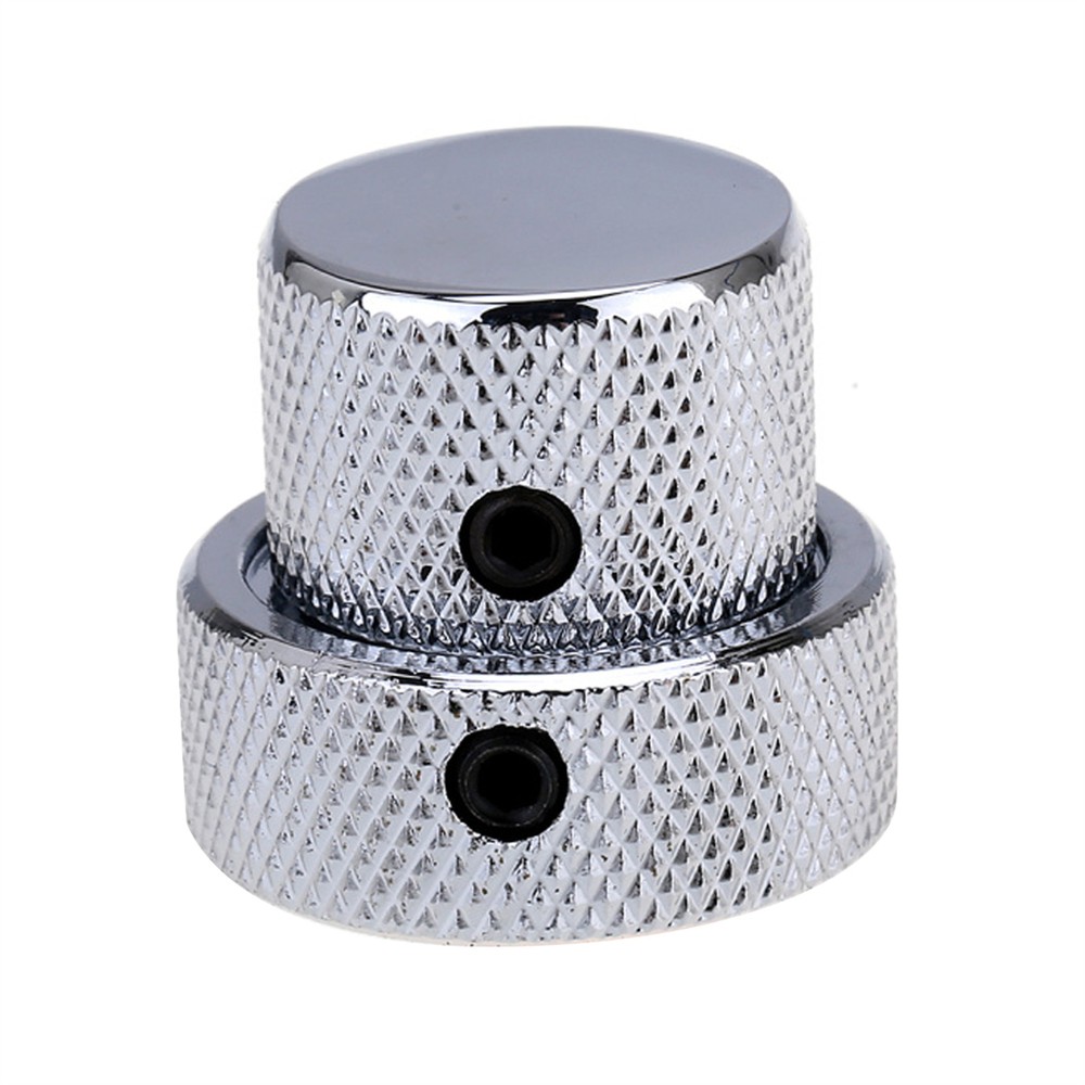 Musiclily Pro 2Pcs Chrome Universal Metal Dual Concentric Stacked Guitar Knobs