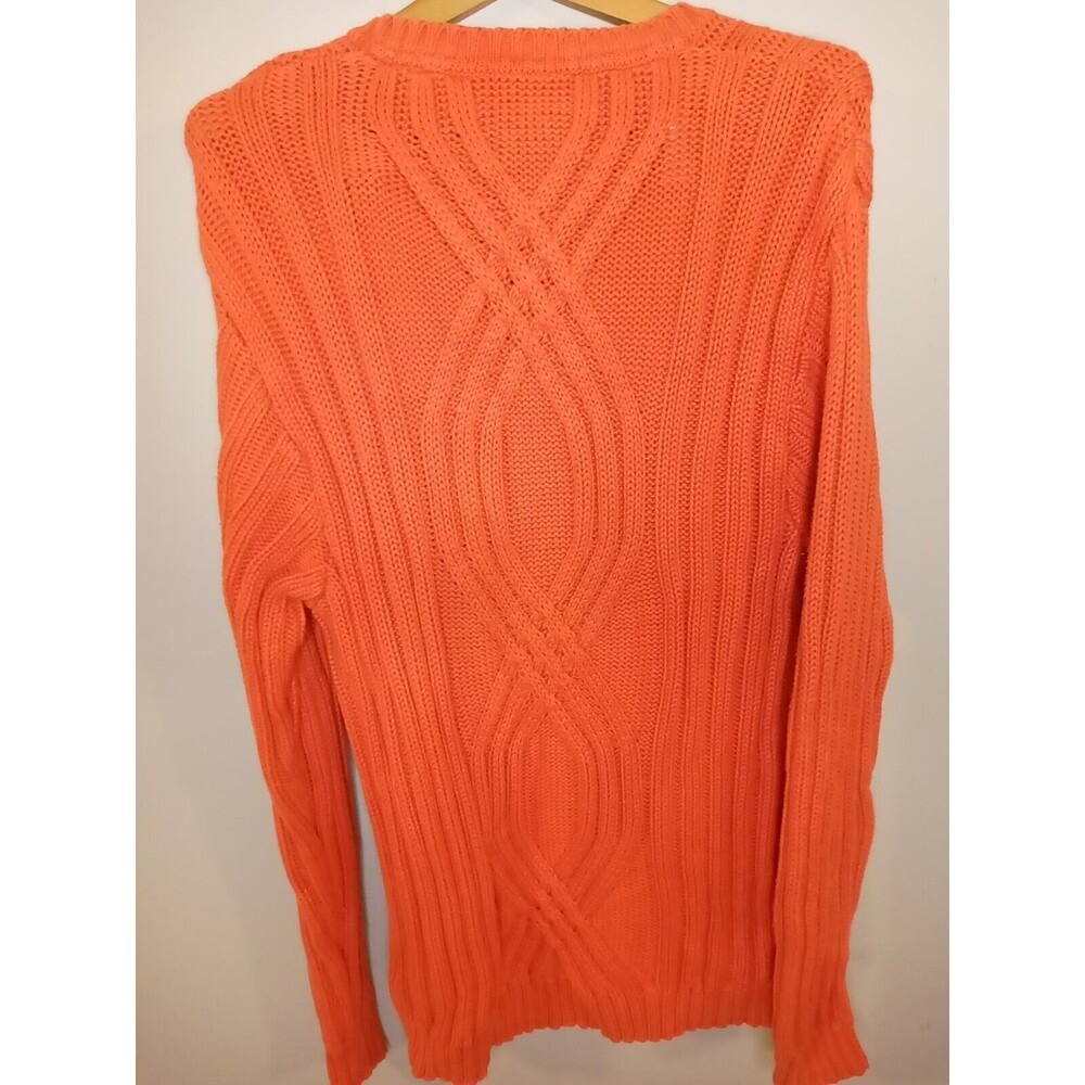 Harley Davidson Pull Over Sweater Mens Heavy Cable Knit Orange Small