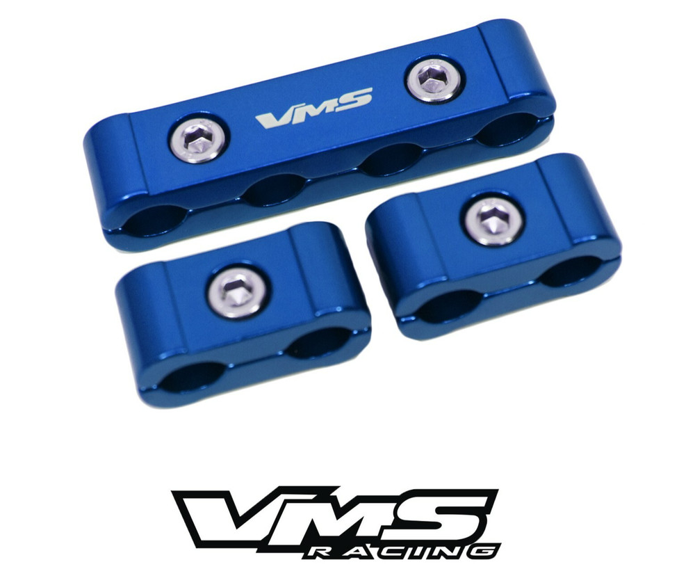 VMS 12 PC SPARK PLUG WIRES BILLET WIRE SEPARATORS V8 V6 ENGINE KIT SET BLUE