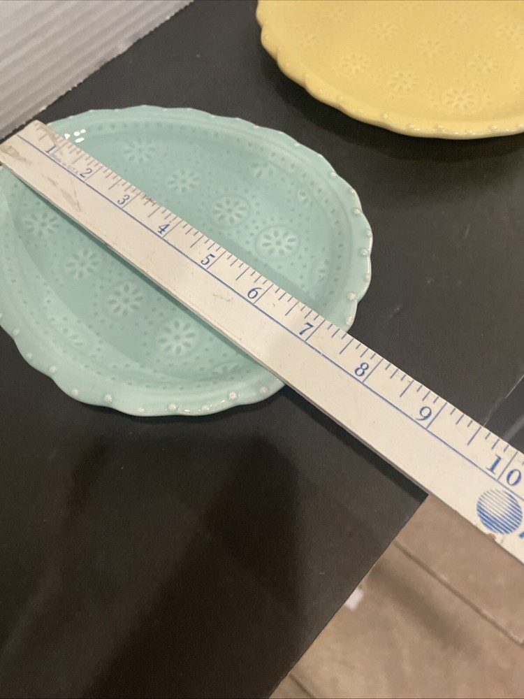 Ceramic Easter Egg Shaped Plates- Yellow And Light Blue