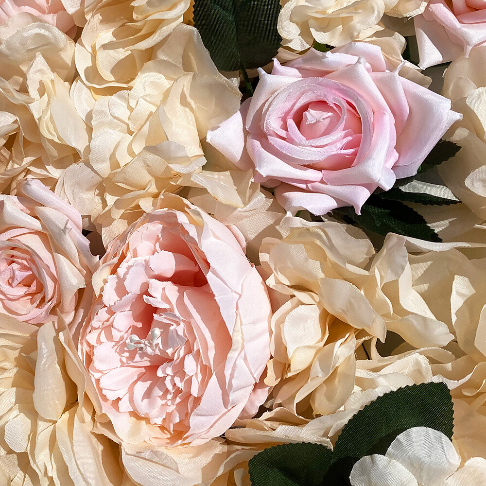 12 Pcs Artificial Rose Flower Wall Panel Bouquet Wedding Party Backdrop Decor