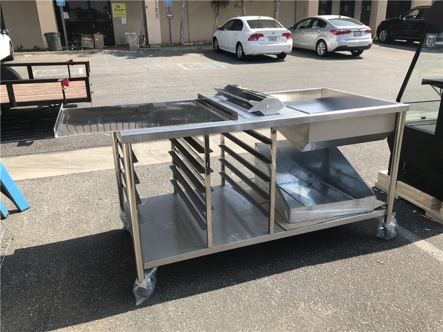 NEW 66" Donuts Table Working Station W/ Glazing Dipper Sugar Pan Bottom Basket