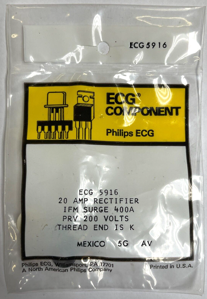 PHILIPS ECG RECTIFIER ECG5916 20A IFM SURGE 400A PRV 200V