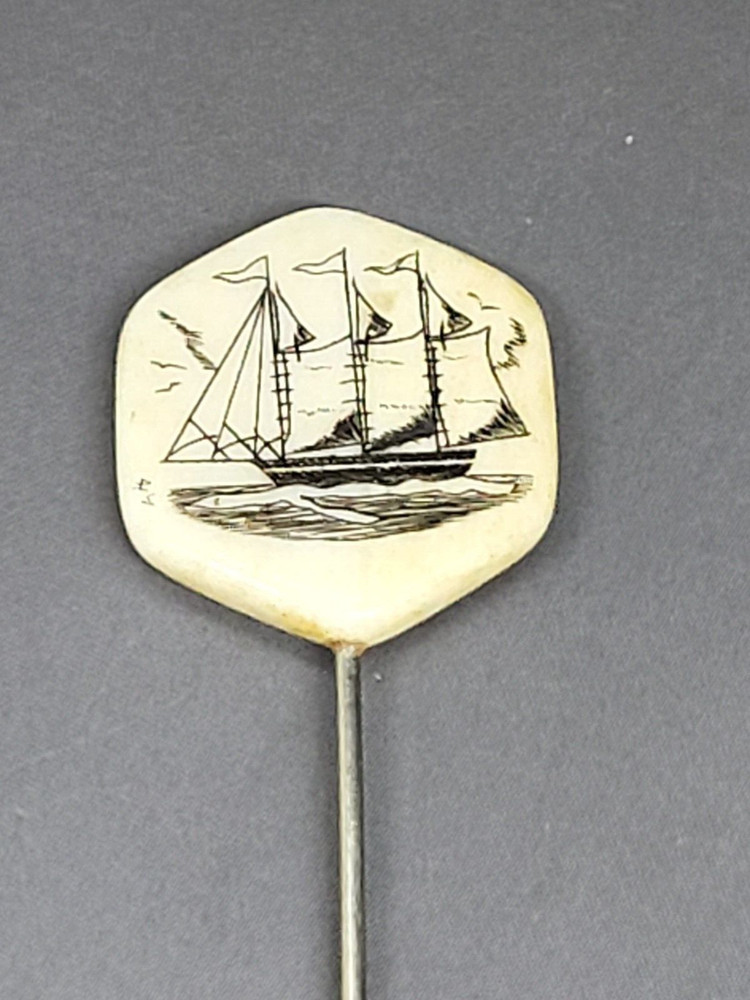 Genuine Engraved Clipper Ship Hat Stick Pin