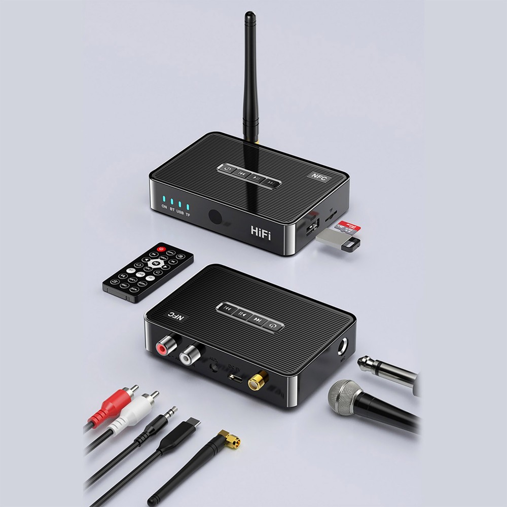 Bluetooth5.1 Digital Receiver Wireless NFC to RCA Stereo Audio Amplifier Adapter
