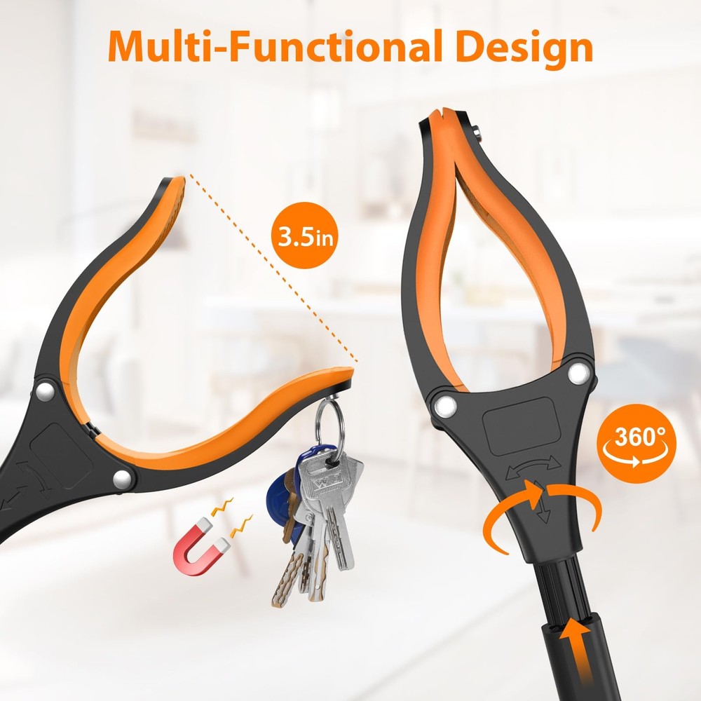 32 Foldable Grabber Tool 2-Pack with 360° Rotating Jaw Magnet, Lightweight